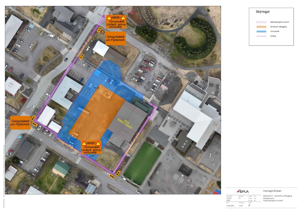 Vegna framkvæmda við íþróttahús