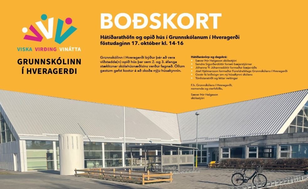 Hátíðarathöfn og opið hús í Grunnskólanum í Hveragerði föstudaginn 17. október kl. 14-16
