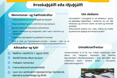 Grunnskólinn í Hveragerði auglýsir eftir þroskaþjálfa eða iðjuþjálfa