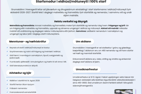 Starfsmaður óskast í mötuneyti